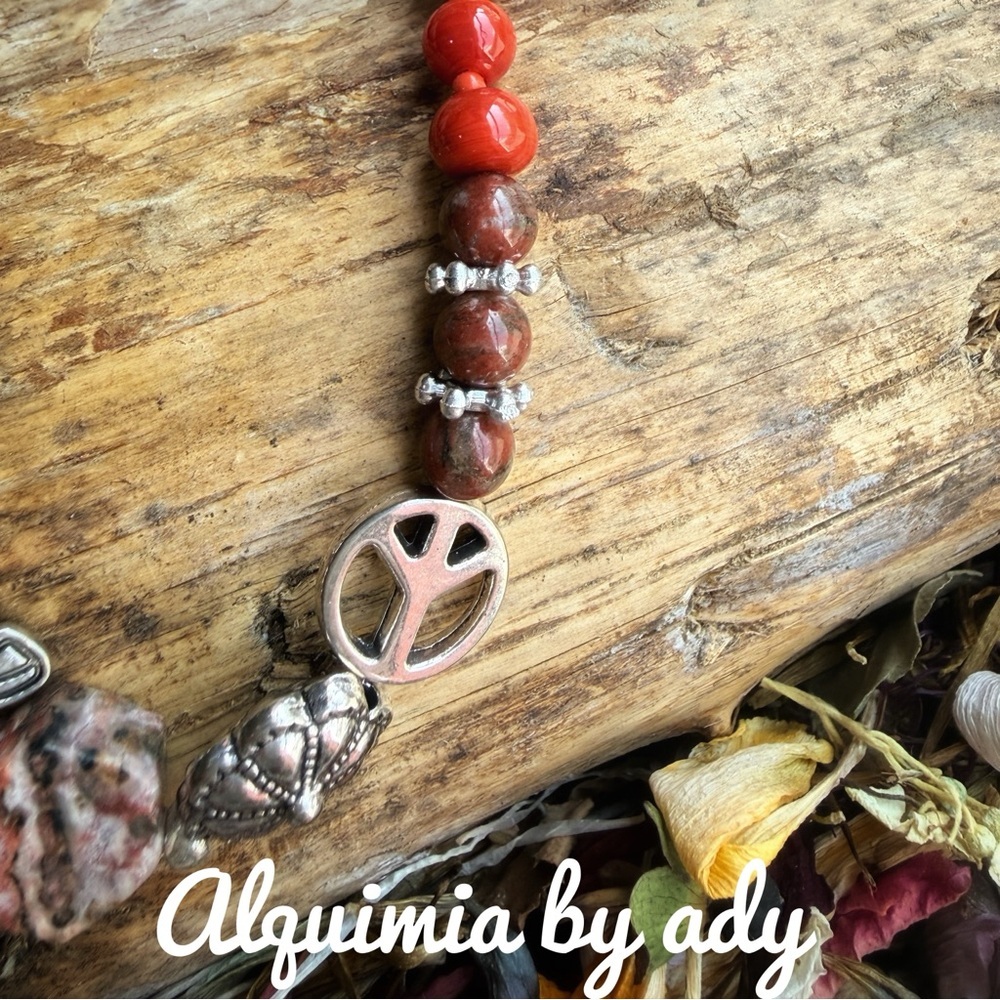 DOPAMINE +Vibrant Red jasper and Silver Necklace - Picture 6 of 8